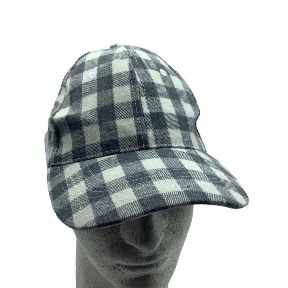 Cocus Pocus Buffalo Check Baseball Cap Hat One Size Gray White Cotton Blend NWOT